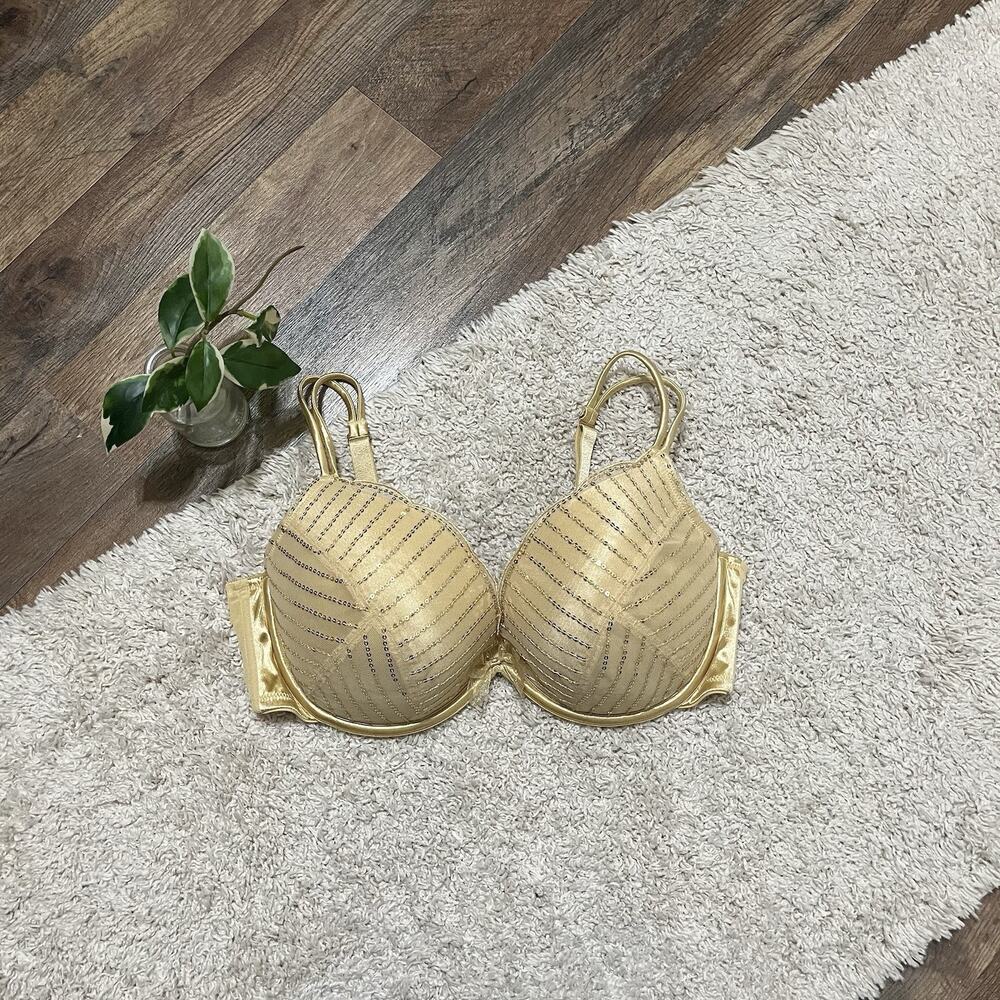 Cacique Lane Bryant Size 40DD Yellow Gold Sequin Padded Underwire Bra